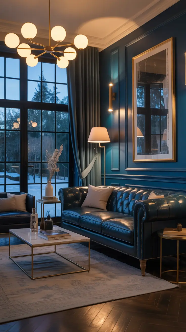 Leather Sofa Ideas 2026 Navy Blue Leather Sofa Interior