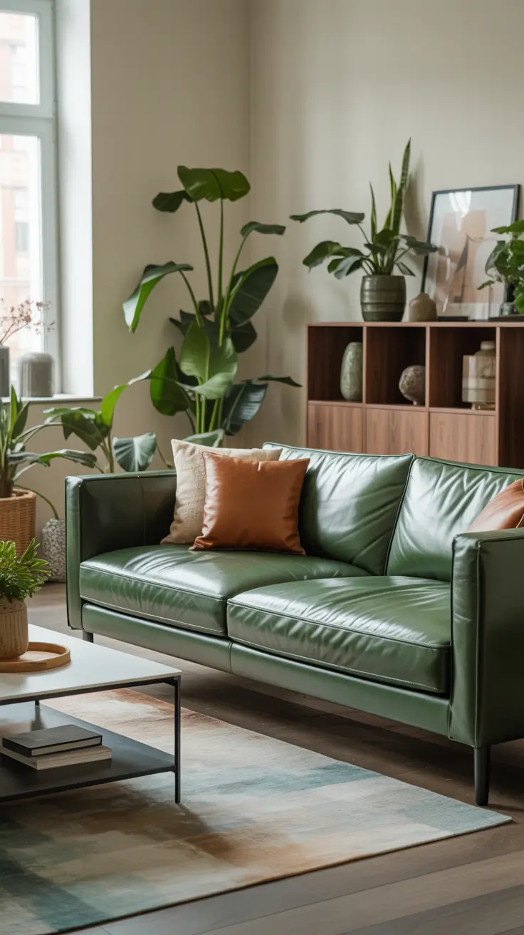 Leather Sofa Ideas 2026 Green Leather Sofa Living Room Ideas
