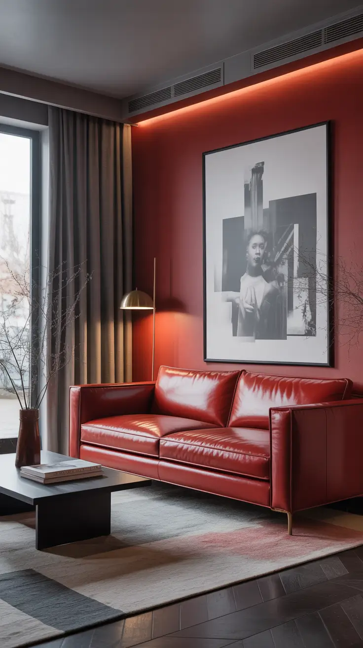 Leather Sofa Ideas 2026 Red Leather Sofa Statement Look