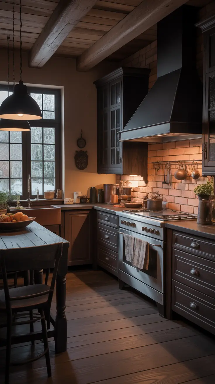 Dark Rustic Kitchen Interiors