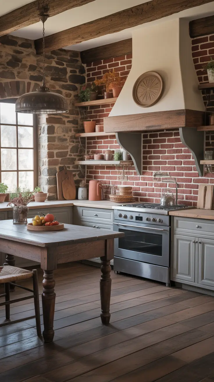 Brick Rustic Kitchen Interior