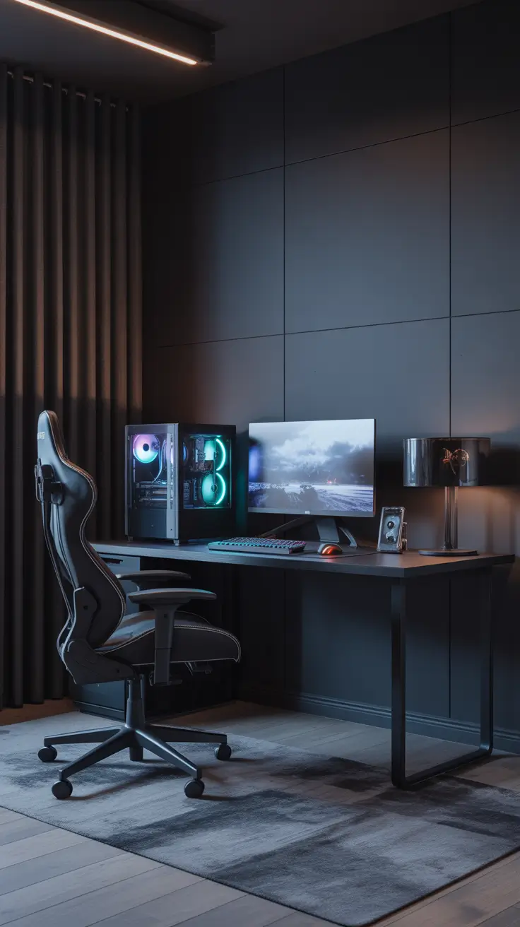 Gaming Desk Ideas 2026 Black Gaming Desk Setups With A Bold Modern Vibe
