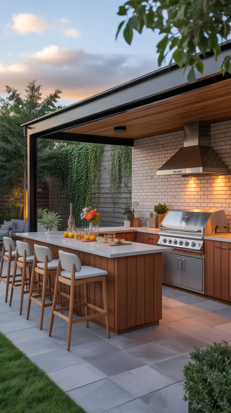 Outdoor Bar Ideas On Backyard Kitchen Designs With Seating