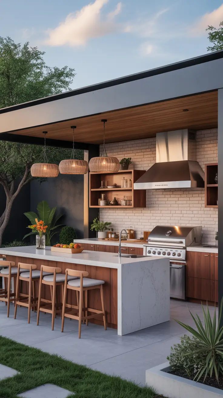 Outdoor Bar Ideas On Backyard Kitchen Designs With Seating