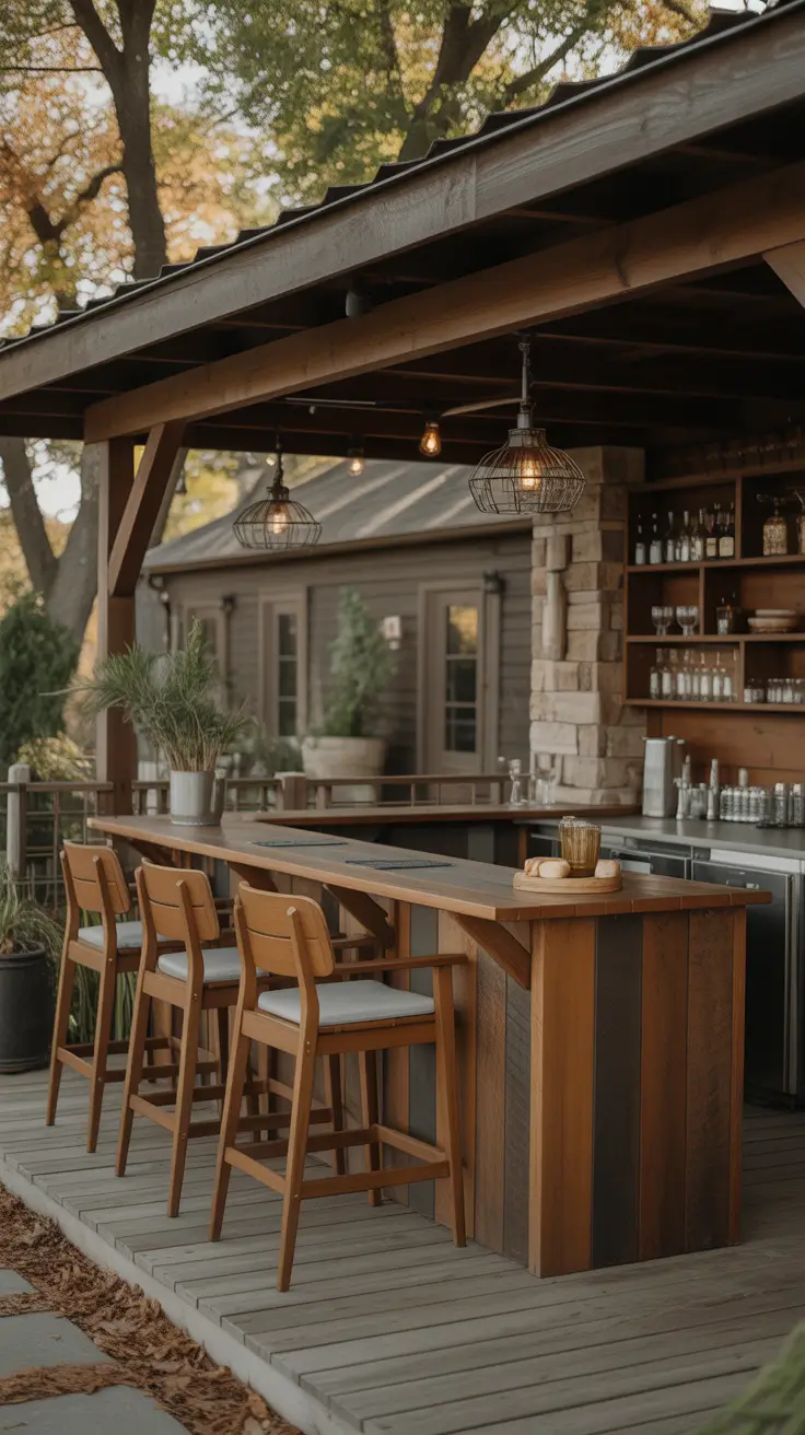Outdoor Bar Ideas On Backyard Rustic Wood Style