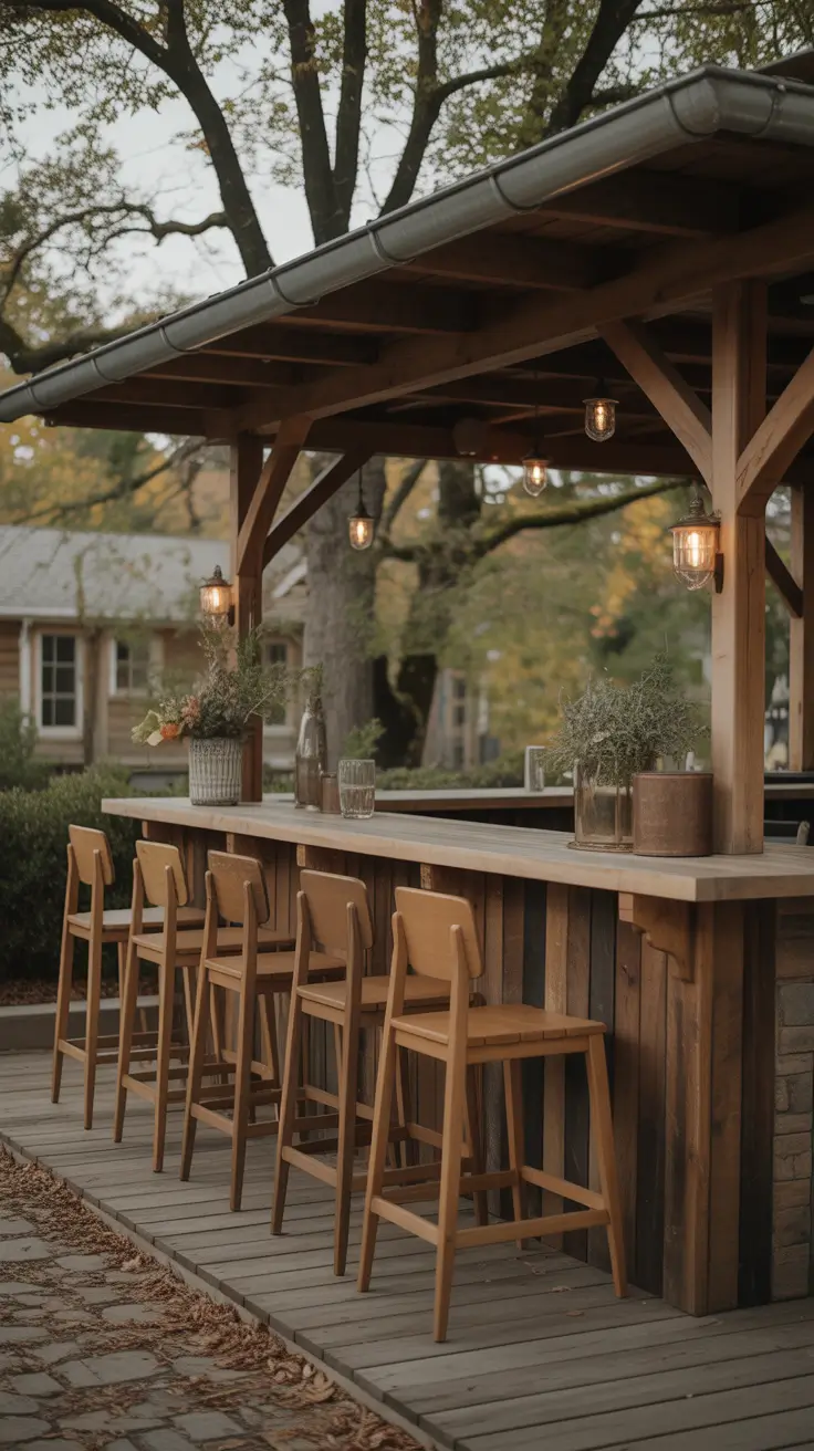 Outdoor Bar Ideas On Backyard Rustic Wood Style