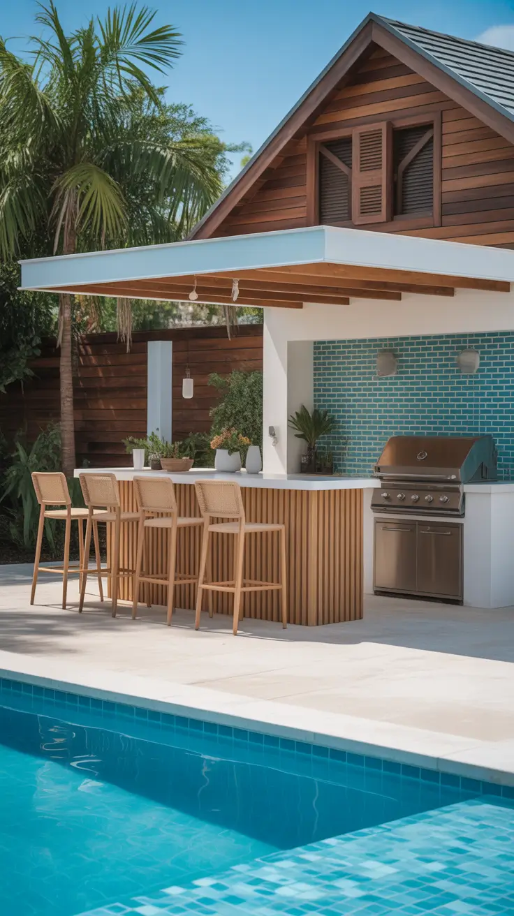 Outdoor Bar Ideas On Backyard Poolside Bar