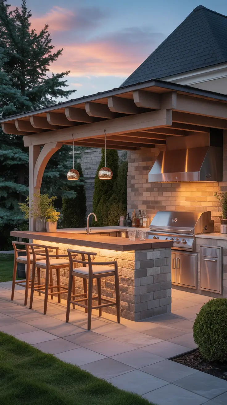 Outdoor Bar Ideas On Backyard Built In Bar Counter