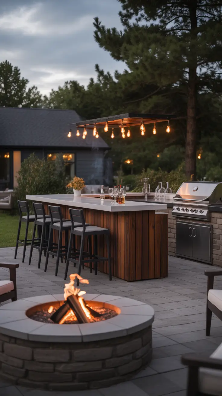 Outdoor Bar Ideas On Backyard Fire Feature Bar