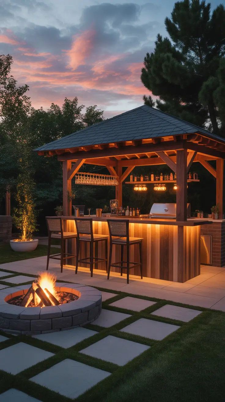 Outdoor Bar Ideas On Backyard Fire Feature Bar