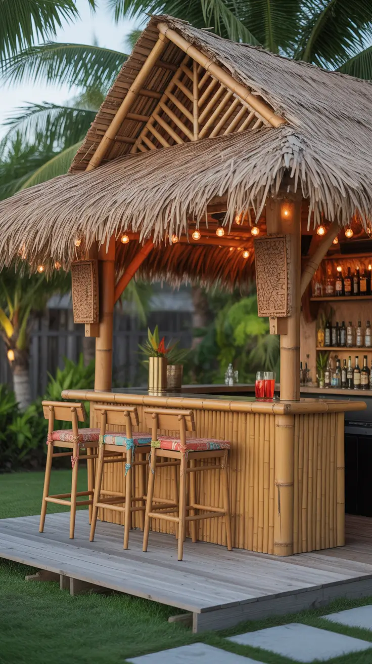 Outdoor Bar Ideas On Backyard Tiki Style