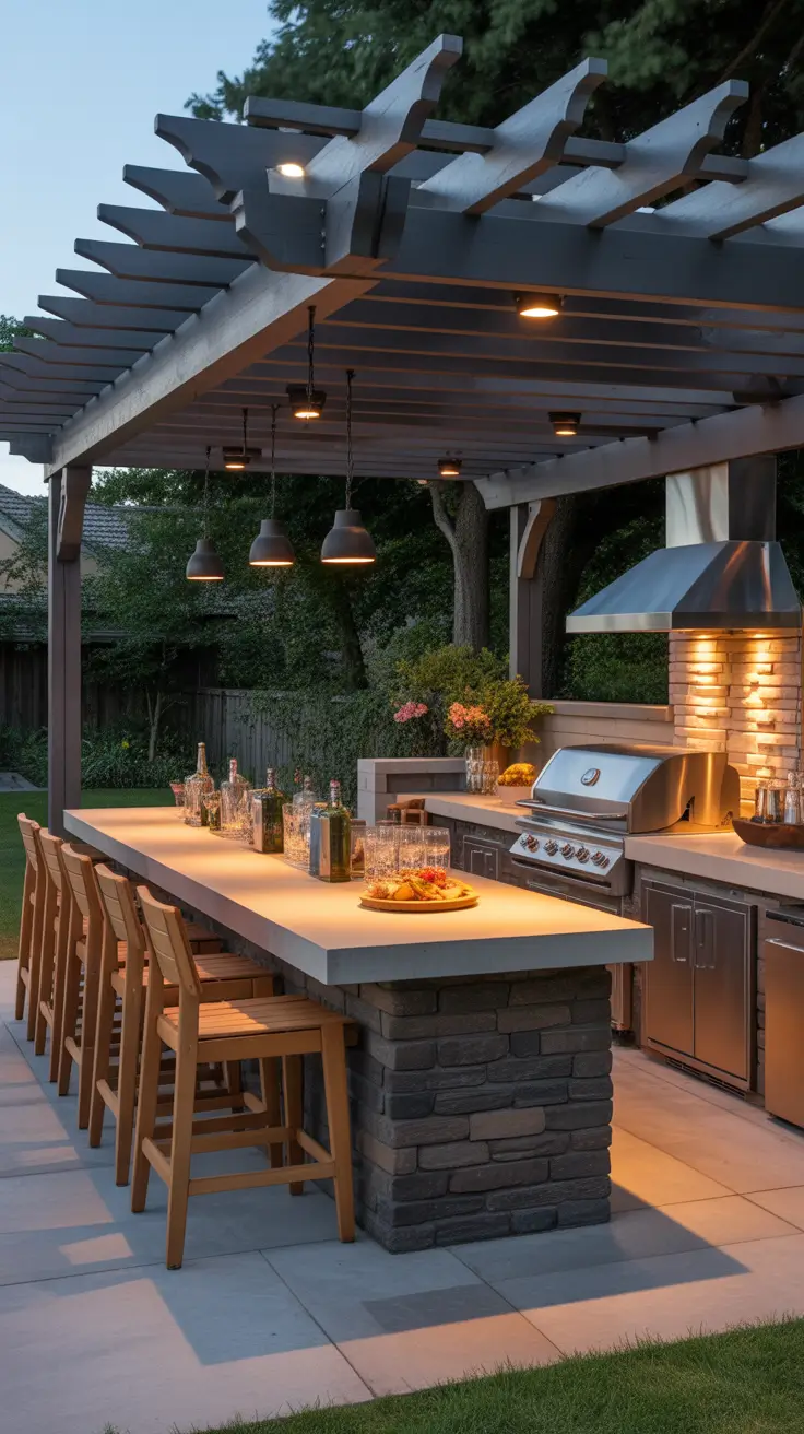 Outdoor Bar Ideas On Backyard Built In BBQ