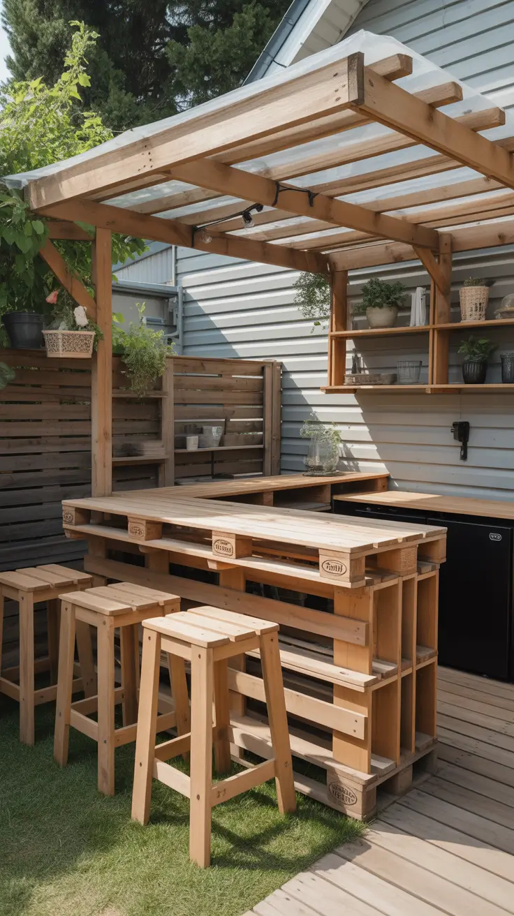 Outdoor Bar Ideas On Backyard Pallet DIY