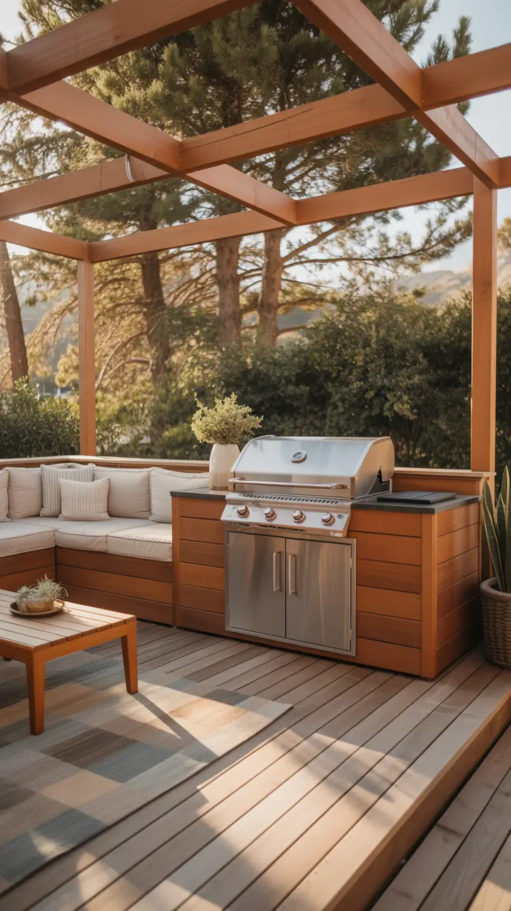 Outdoor BBQ Area 2026 Deck-Based Outdoor BBQ Areas With Natural Warmth