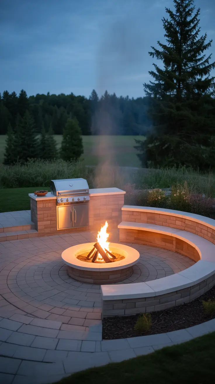 Outdoor BBQ Area 2026 Fire Pit And Grill BBQ Areas Designed For Gathering