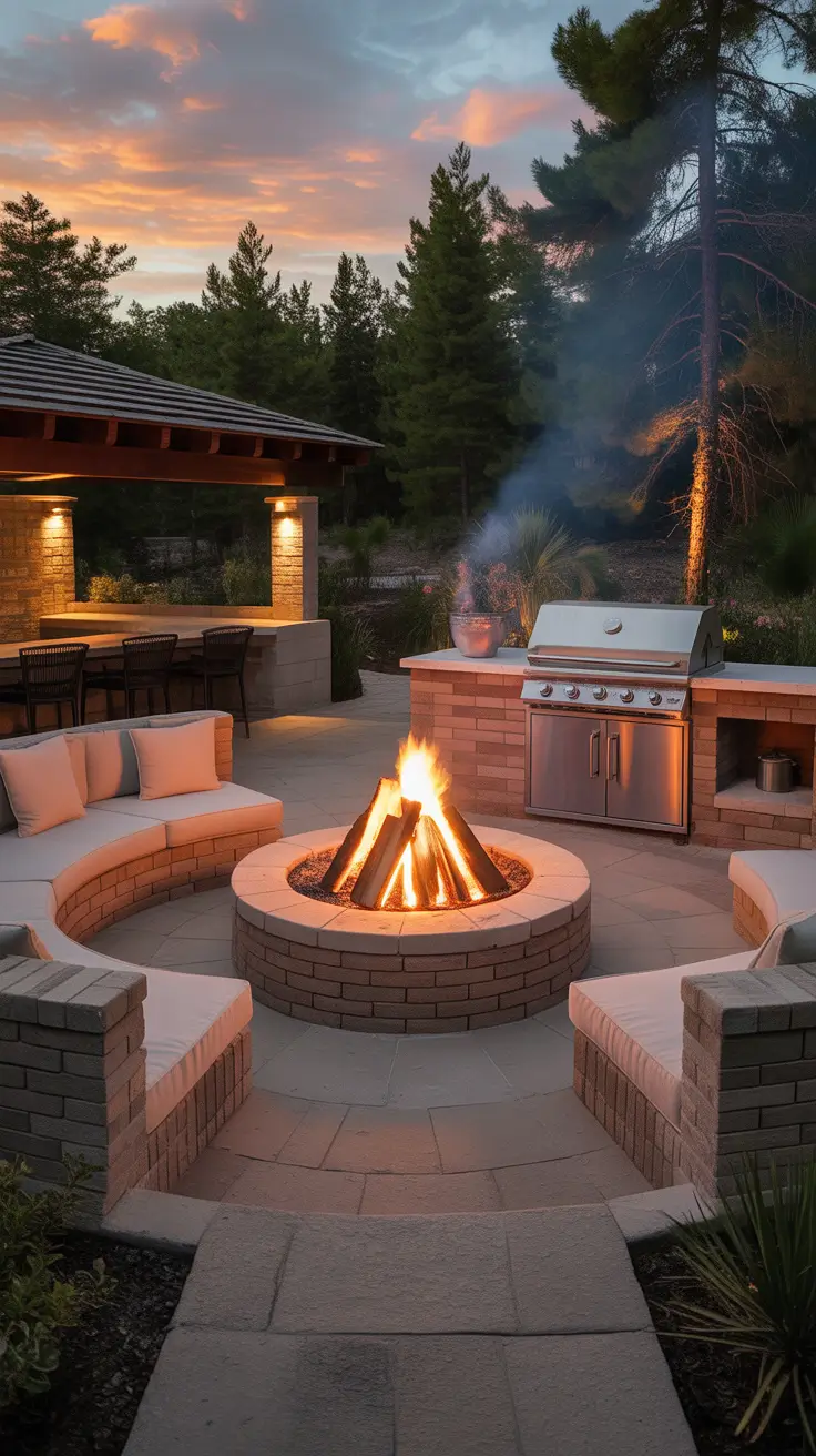 Outdoor BBQ Area 2026 Fire Pit And Grill BBQ Areas Designed For Gathering