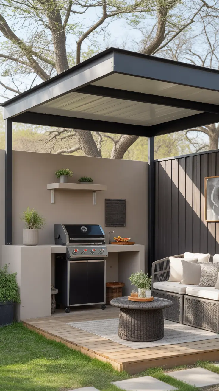 Outdoor BBQ Area Small Covered Outdoor BBQ Areas For Flexible Weather Use