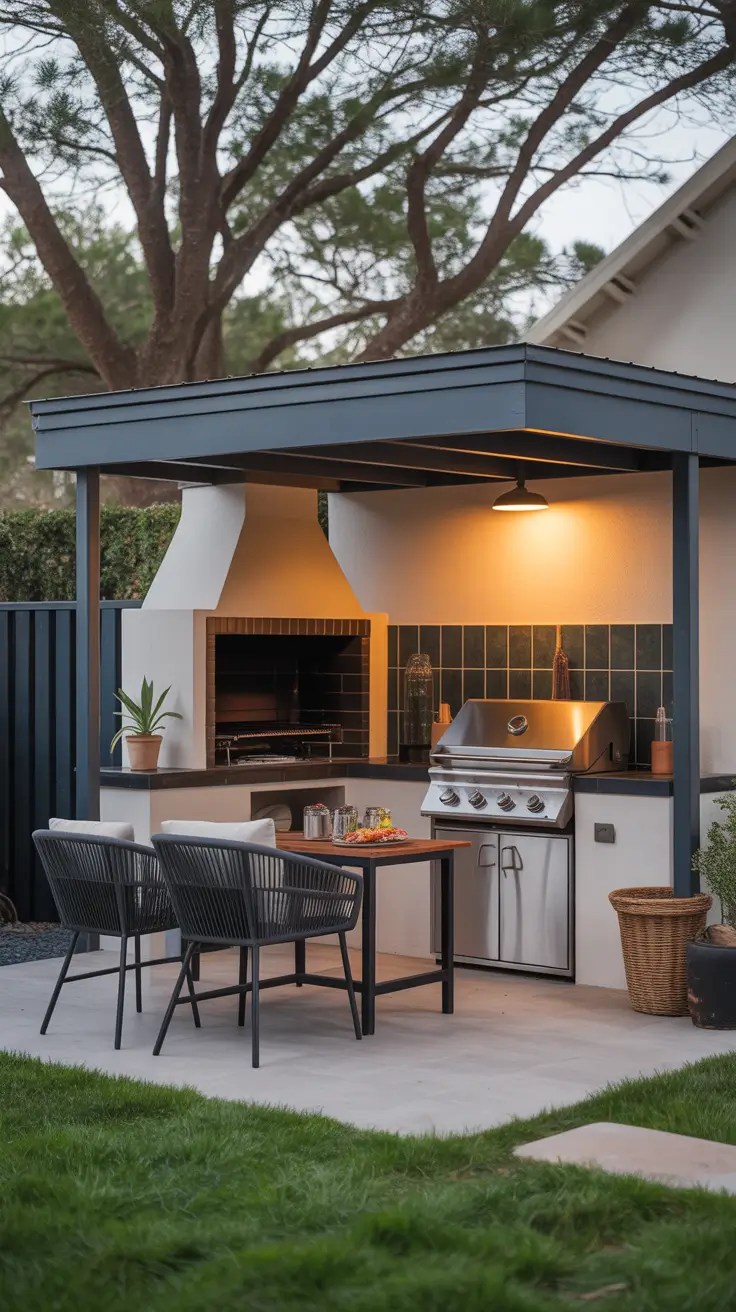 Outdoor BBQ Area Small Covered Outdoor BBQ Areas For Flexible Weather Use