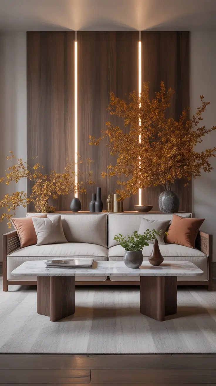 Sofa Table Design 2026 Combining Marble And Wood In Sofa Table Design