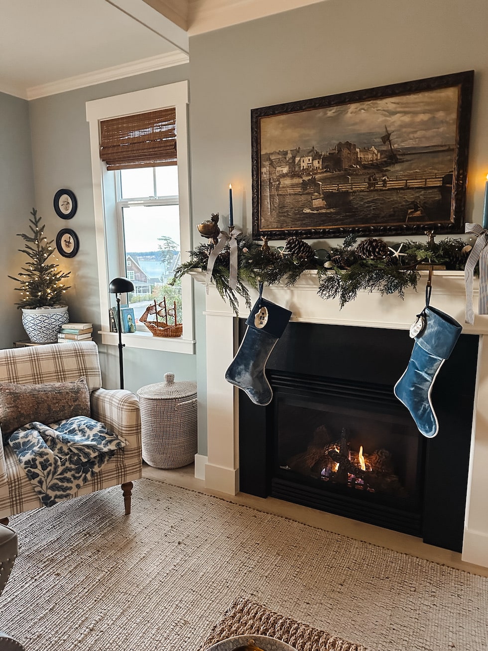 Cozy Coastal Christmas Fireplace Mantel Cozy Coastal Christmas Fireplace Mantel — Coastal Christmas Decor