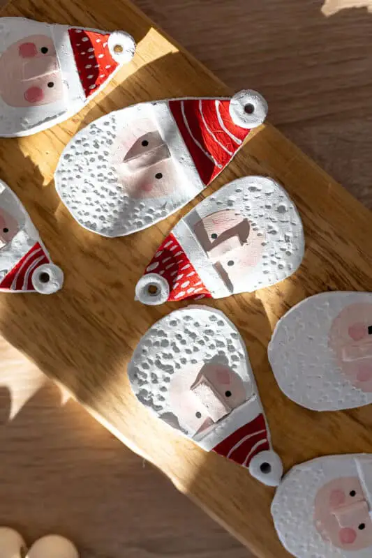 Hand-Painted Clay Santa Claus Ornaments — Christmas Crafts for Kids