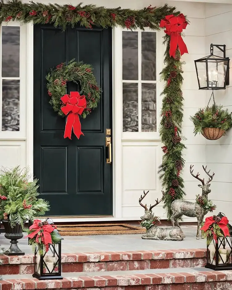 Potted Evergreens as Part of a Welcoming Entryway Potted Evergreens as Part of a Welcoming Entryway — Christmas Porch Planters