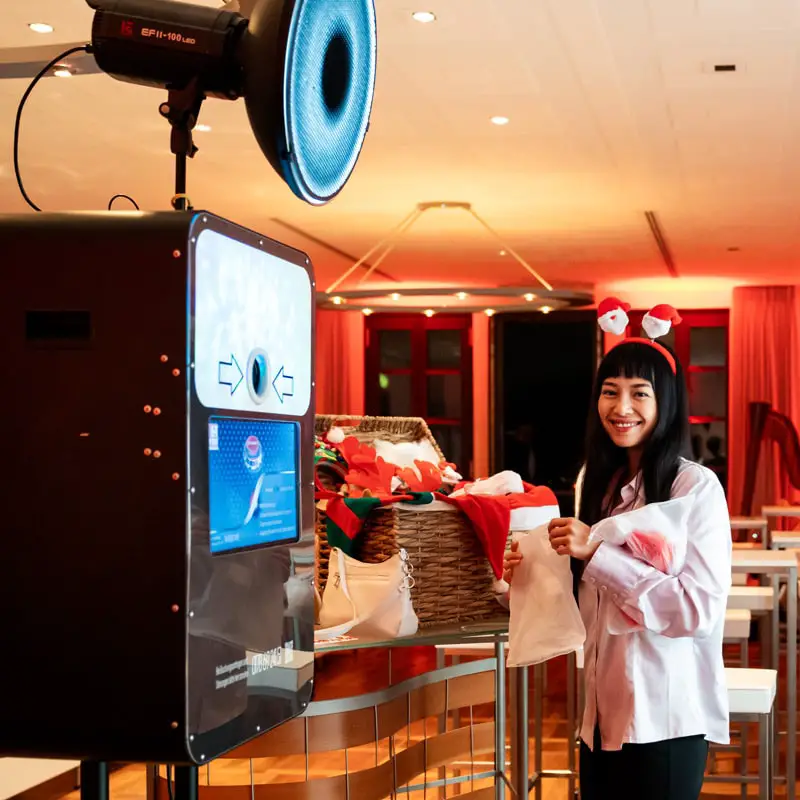 Photo Booth and Christmas Props Backdrop Setup — Christmas Party Backdrop