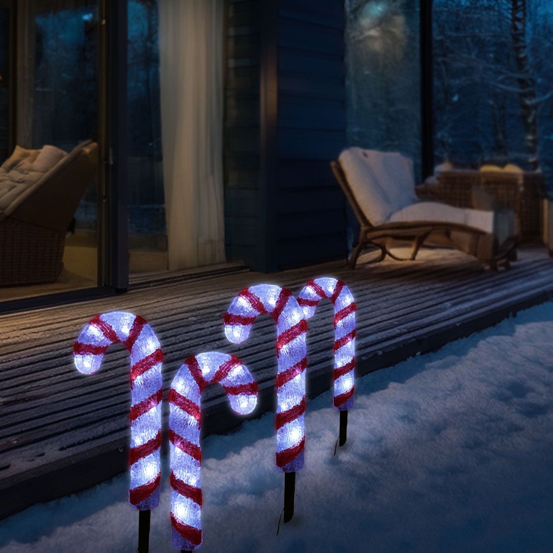 Modern LED Candy Canes as Pathway Markers Modern LED Candy Canes as Pathway Markers — Candy Cane Christmas Decor