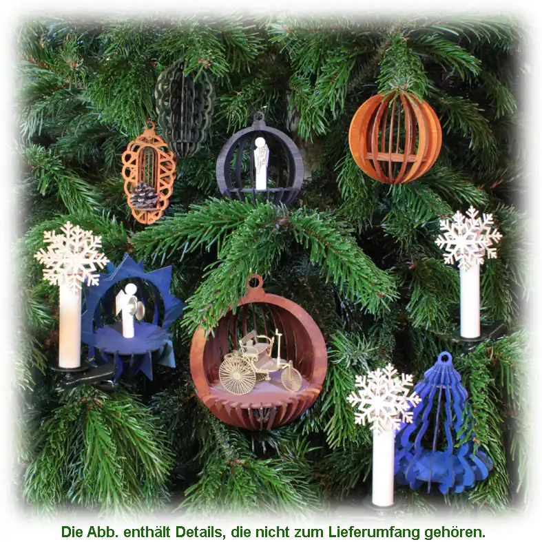 Geometric Wooden and Paper Ornaments on a Tree — Ornament Christmas Tree