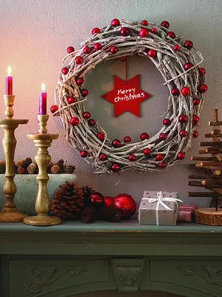 Charming DIY Twig Wreath with Rustic Mantel Display — DIY Christmas Decor