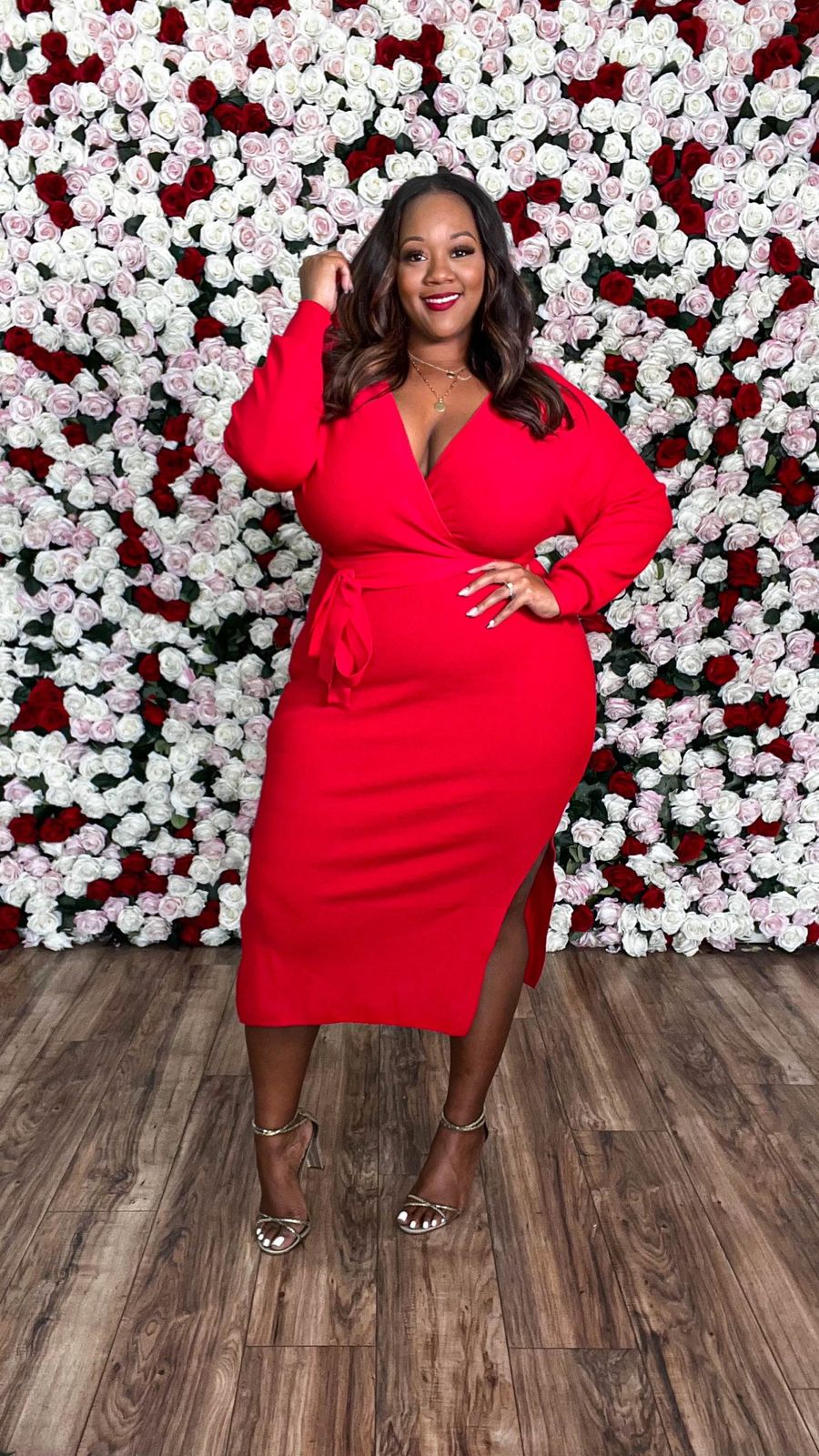 Vibrant Red Wrap Dress for Day Out Chic Vibrant Red Wrap Dress for Day Out Chic — Plus Size Outfits 2027