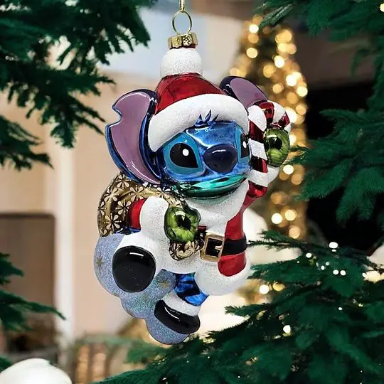 XL Blown Glass Stitch Santa Ornament — Disney Christmas Tree