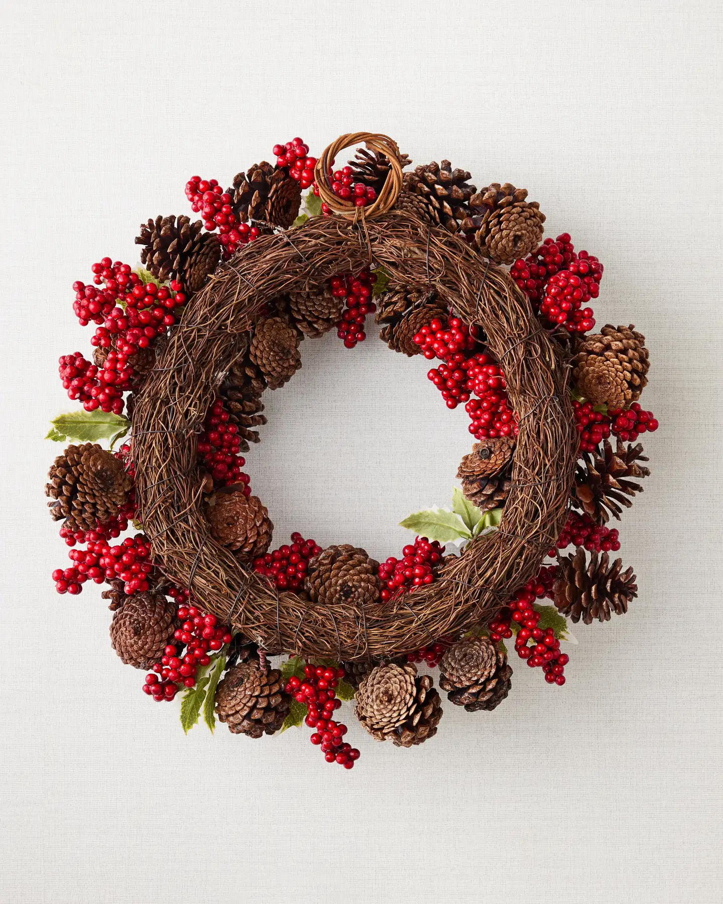 Rustic Grapevine Wreath with Pinecones and Red Berries Rustic Grapevine Wreath with Pinecones and Red Berries — Ornament Wreath