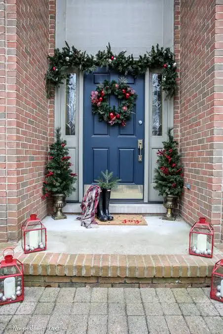 Create Symmetrical Entryways with Red Lanterns — Christmas Porch Lanterns