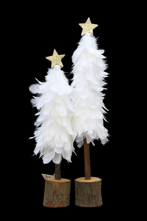 White Feather Christmas Trees with Gold Glitter Stars White Feather Christmas Trees with Gold Glitter Stars — White Christmas Tree Decor