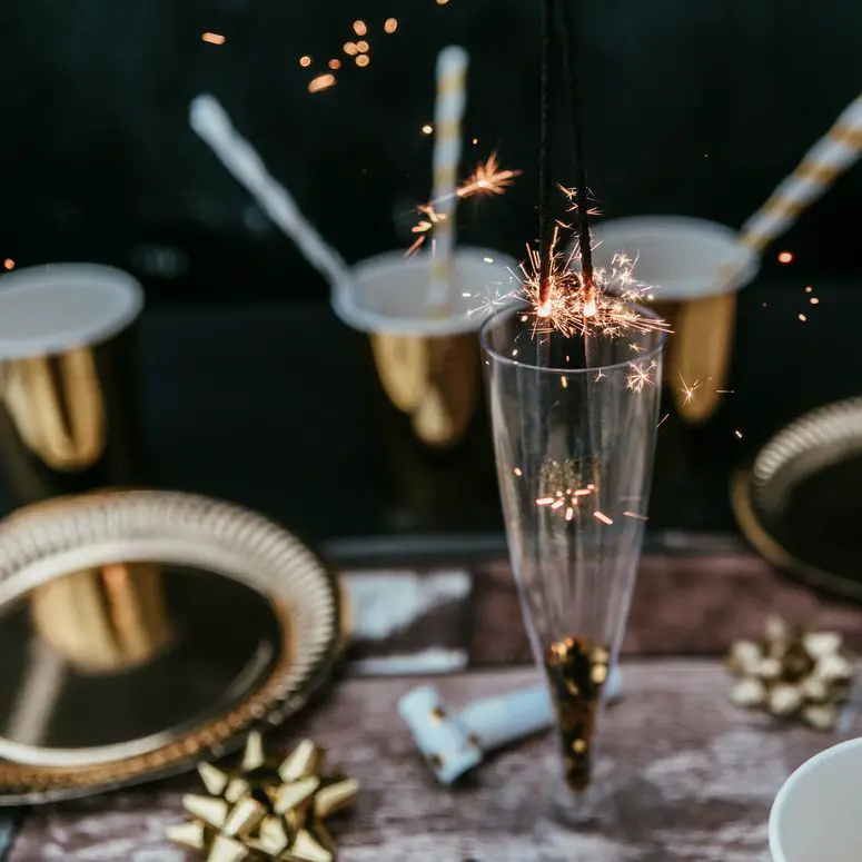 Sparkling Champagne Flutes with Festive Flair Sparkling Champagne Flutes with Festive Flair — New Years Eve Date Night at Home