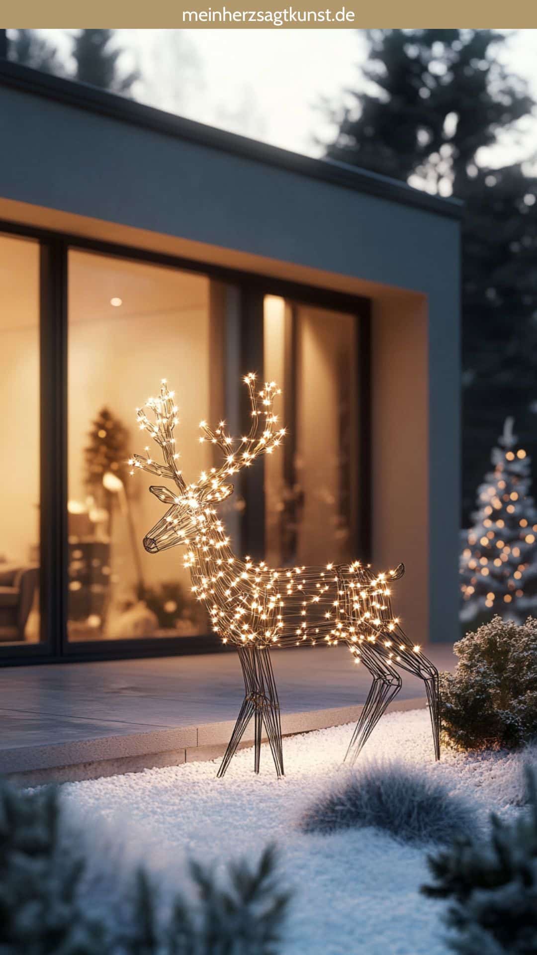 Place an Illuminated Wire Reindeer on Gravel Place an Illuminated Wire Reindeer on Gravel — Simple Christmas Outdoor Decor