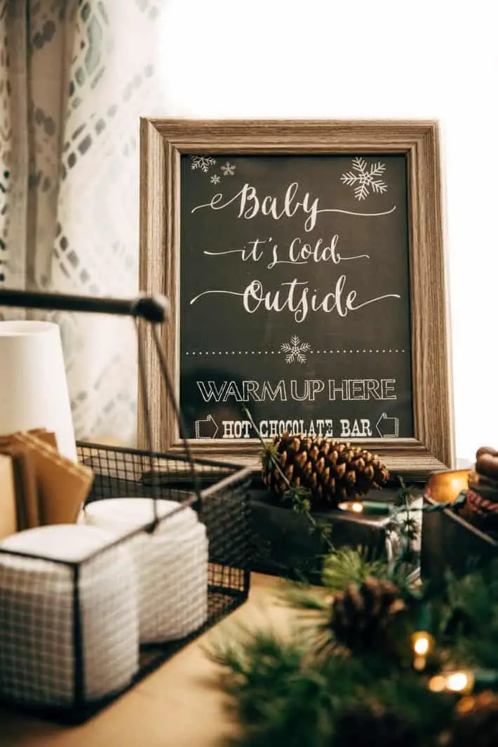 Chalkboard Sign for 'Hot Chocolate Bar' — Christmas Hot Cocoa Bar