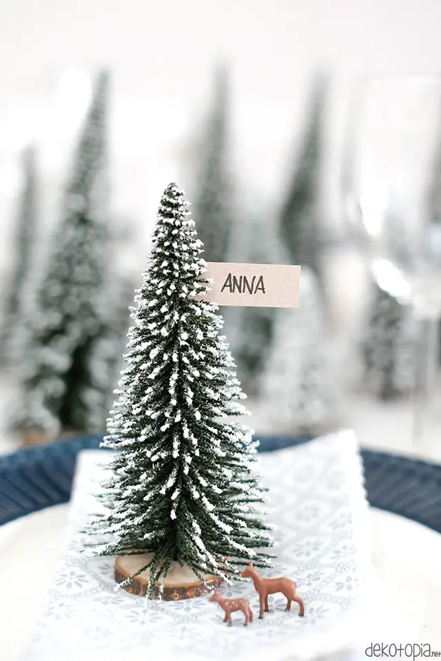 Rustic Miniature Christmas Tree Table Vignette Backdrop — Christmas Party Backdrop
