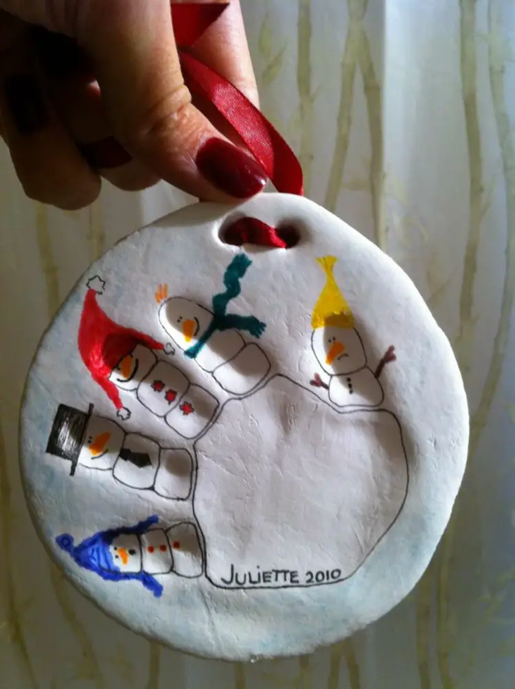 Handprint Ornament with Painted Snow Scene — Christmas Crafts for Kids