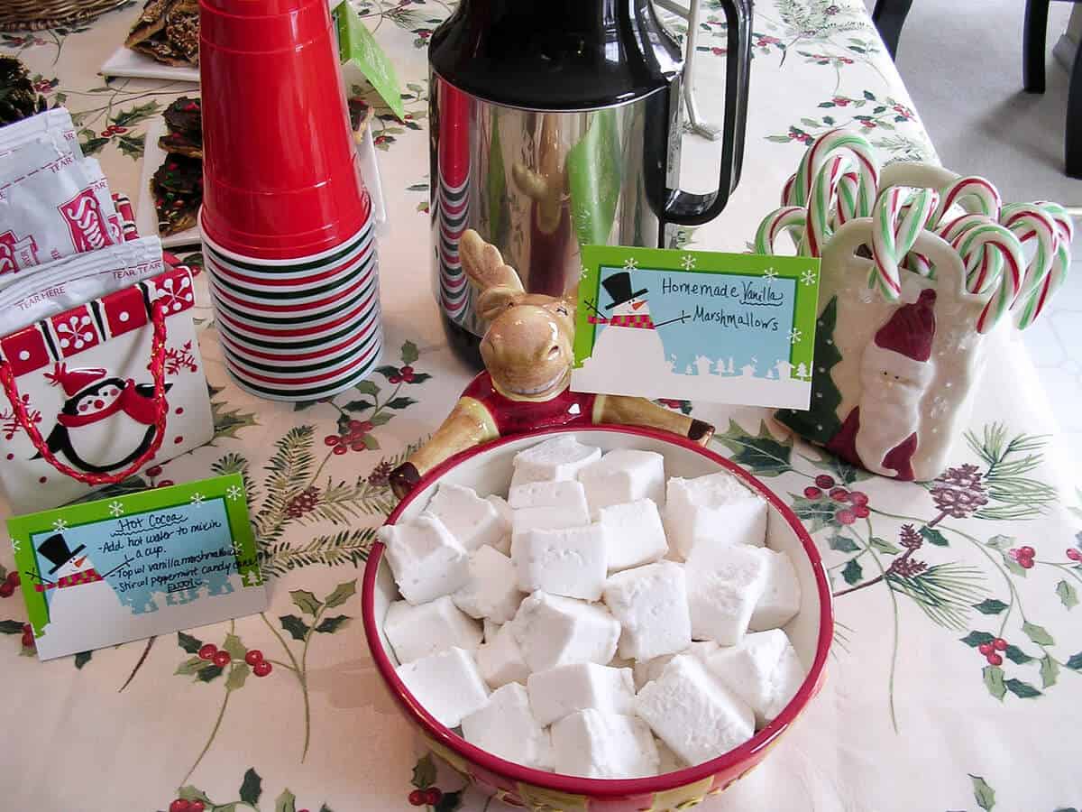 Holiday Hot Cocoa Station with Snowman Packaging — Christmas Hot Cocoa Bar