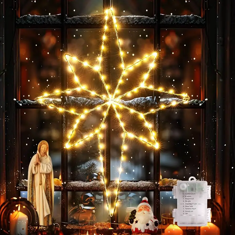 Large Illuminated Star Light in Window Large Illuminated Star Light in Window — Christmas Window Decor Outdoor