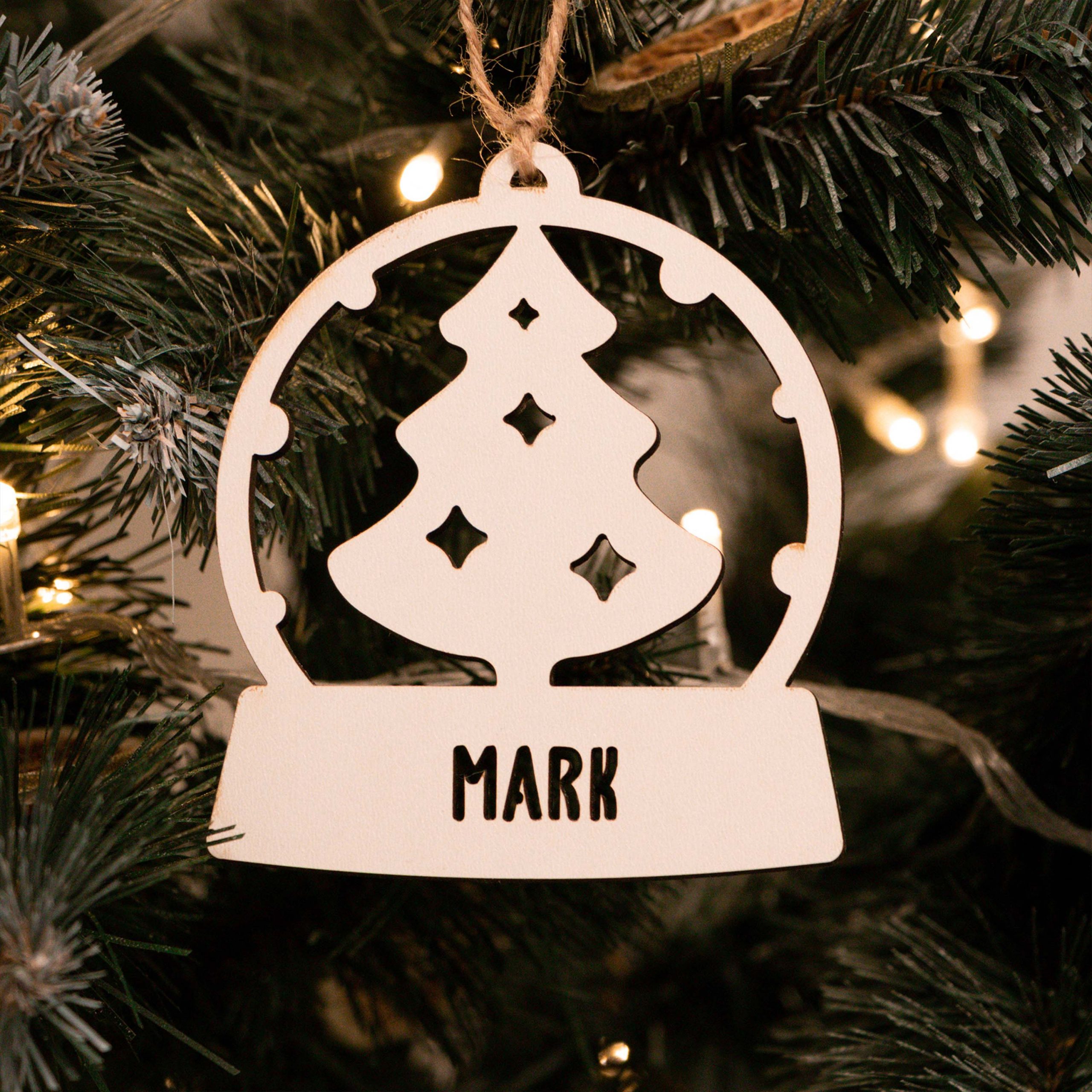 Personalized Wooden Snow Globe Ornament with Tree Silhouette — Ornament Christmas Tree