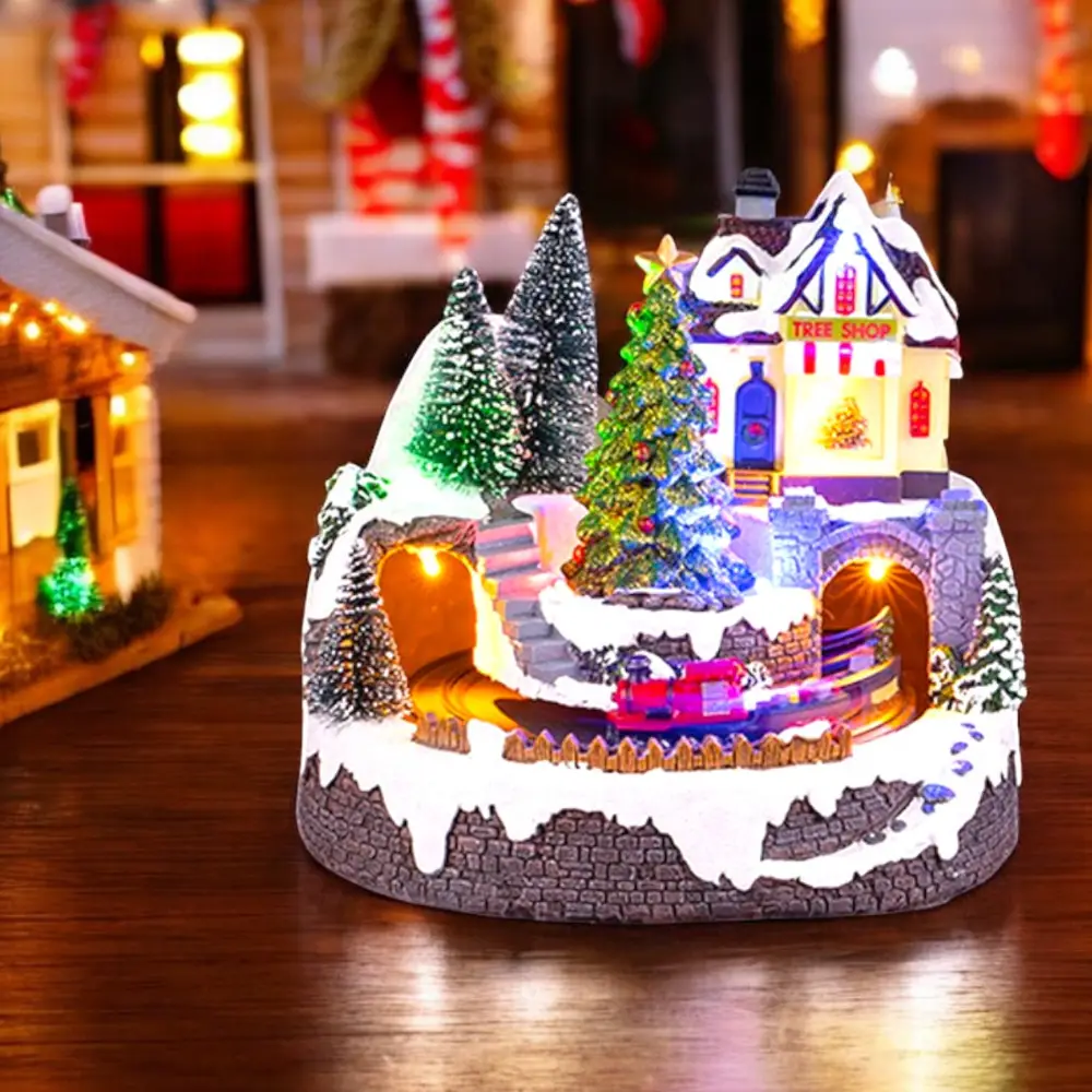 Animated Village with Moving Train and Colorful Lights — Christmas Village Display
