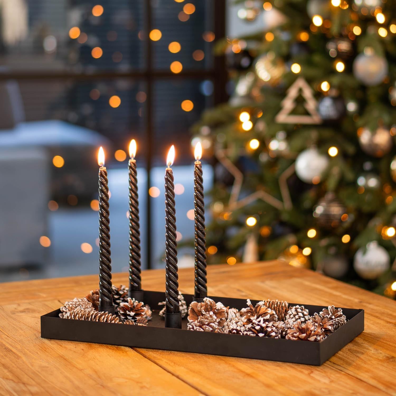 Living Room Modern Black Tray Advent Wreath with Black Candles Living Room Modern Black Tray Advent Wreath with Black Candles