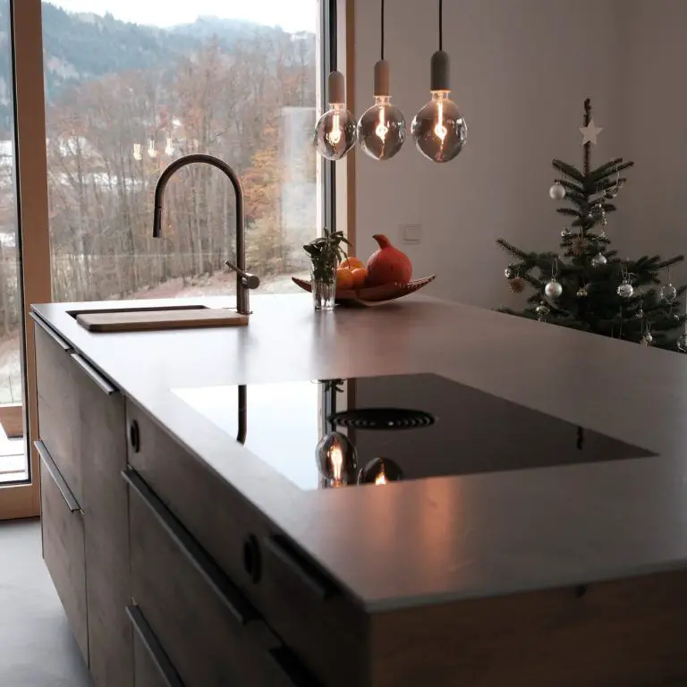 Modern Kitchen with a Corner Christmas Tree and Island Modern Kitchen with a Corner Christmas Tree and Island — Christmas Kitchen Decor