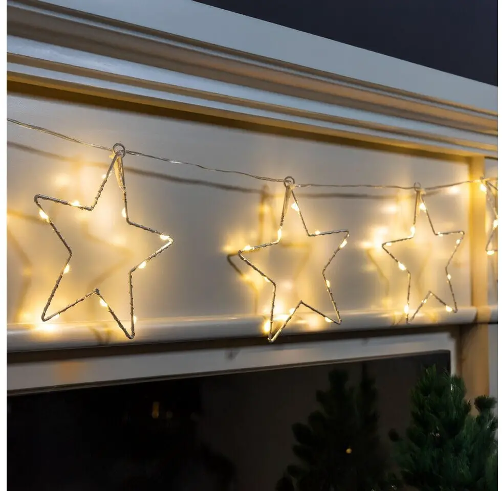 Mantelpiece Star Accents — Christmas Fairy Lights Wall