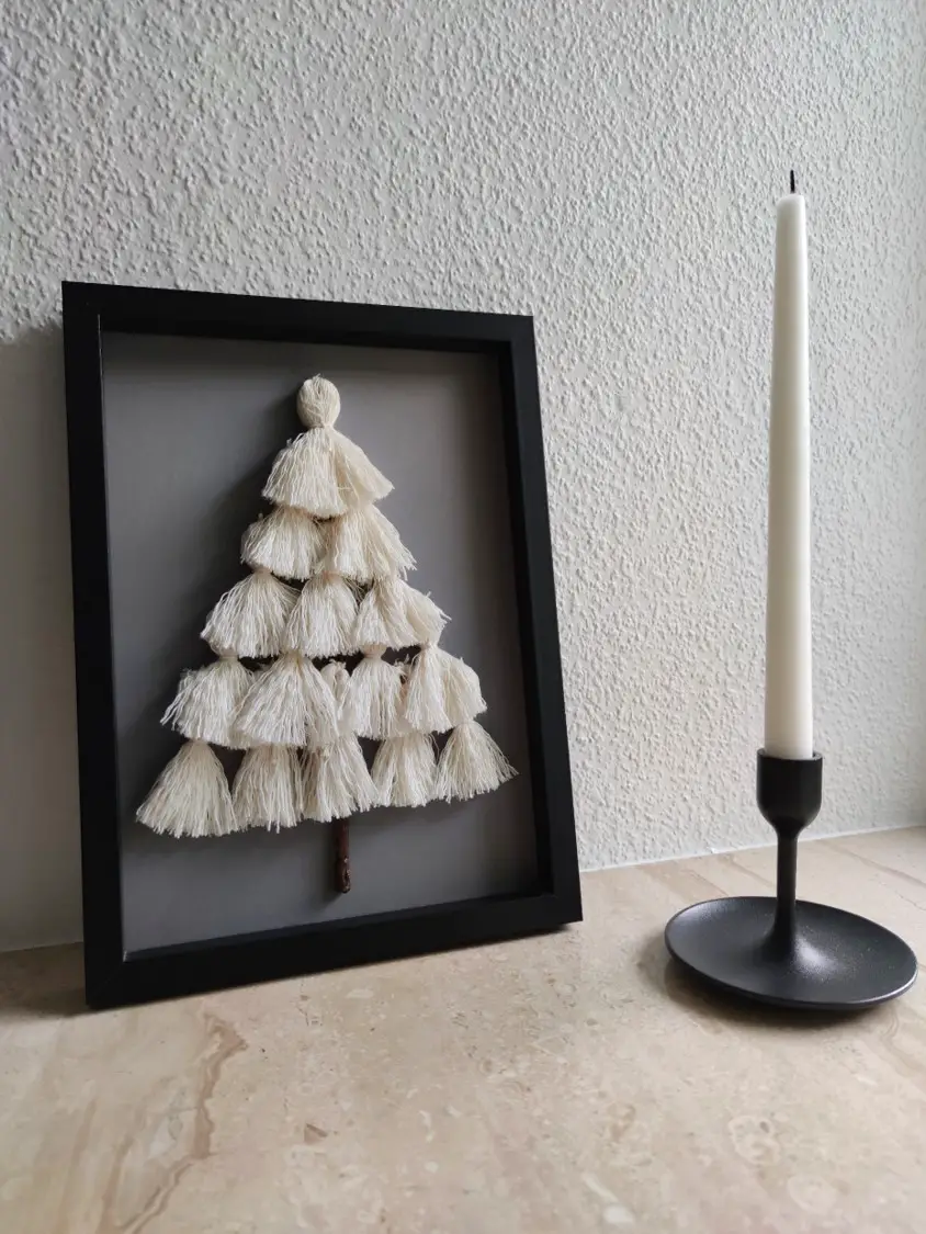 Textured Tassel Christmas Tree Artwork — DIY Christmas Ornaments