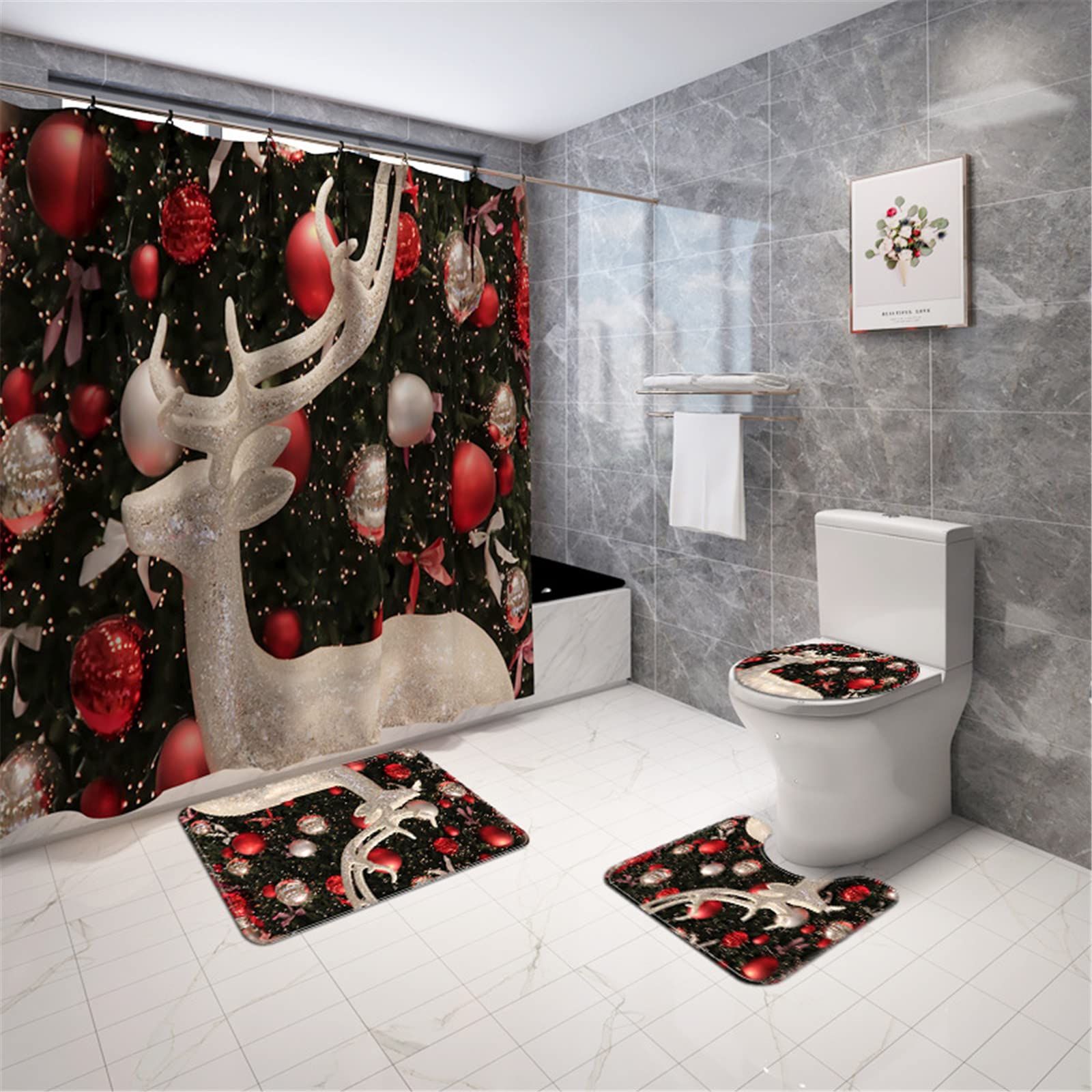 Coordinated Modern Bathroom Set for Christmas — Christmas Bathroom Decor