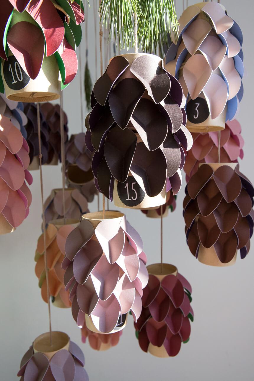 Handmade Paper Cone Advent Calendar Ornaments Handmade Paper Cone Advent Calendar Ornaments — Dollar Tree Christmas Decor